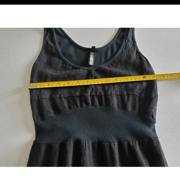 Inizio Italy Black 100% Linen Lagenlook Bubble Hem Midi Dress Womens S Art  Wear - Picture 10 of 13